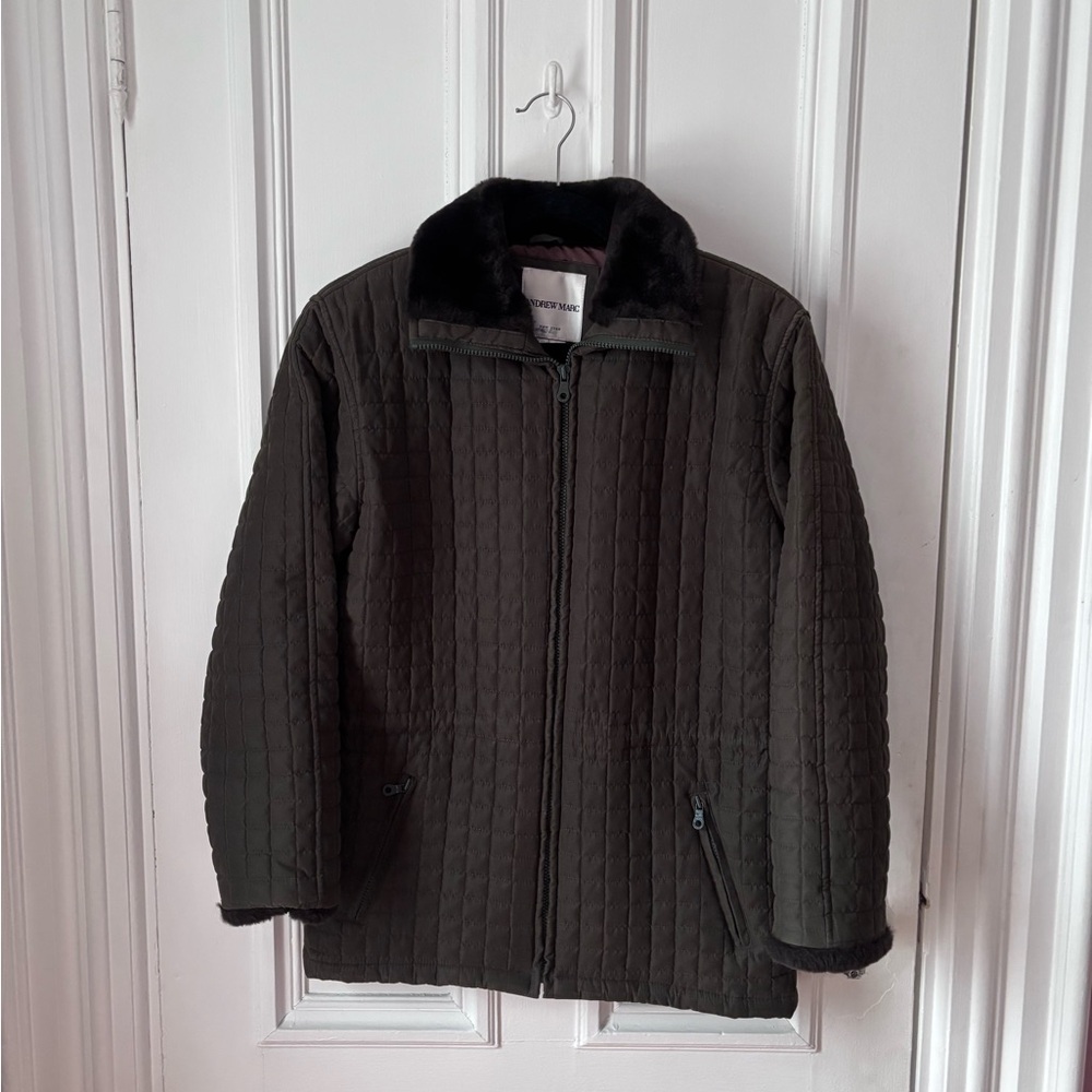 Women’s Andrew Marc Dark Green Quilted Thermoloft Insulated Zip Front Coat  XS